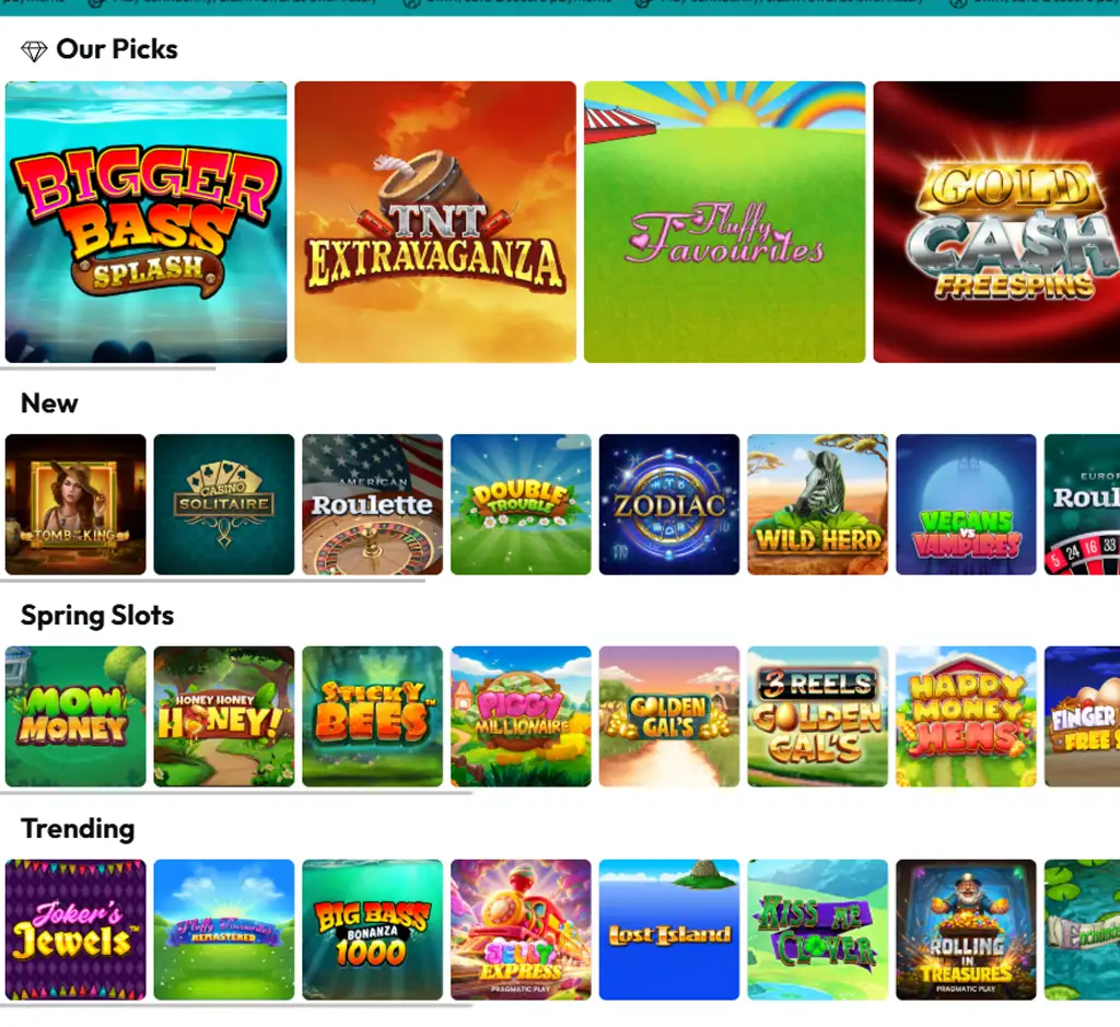Royale Lounge Casino desktop homepage screenshot displaying main casino lobby with featured games, promotions and navigation menu - tested