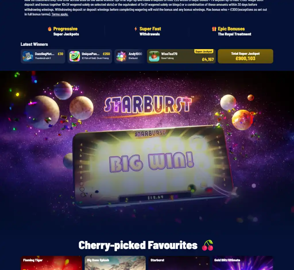 Spin King Casino desktop homepage screenshot displaying main casino lobby with featured games, promotions and navigation menu - tested