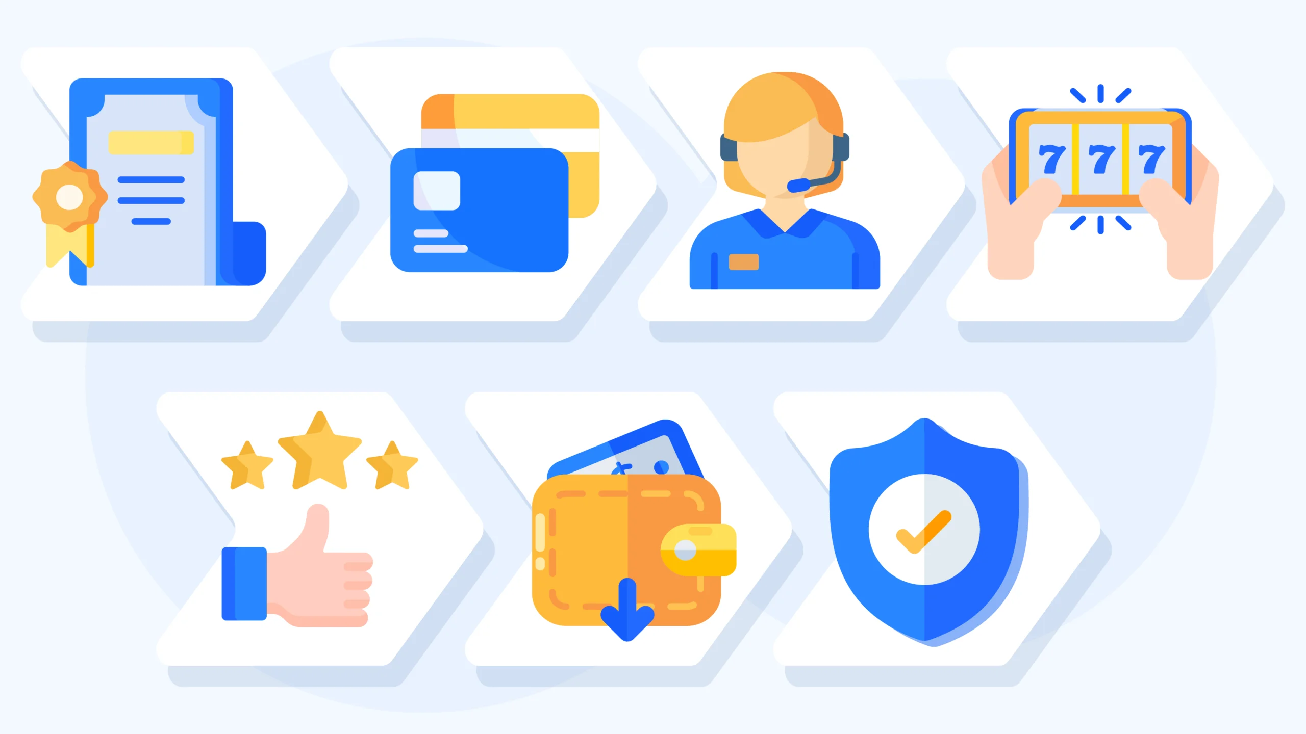 Infographic showing CasinoAlpha's 7-point casino review criteria including legitimacy and fairness testing (25% transparency, 50% bonus terms, 25% responsible gaming), deposits and withdrawals verification, customer support testing, product rating, and complaint volume tracking with weighted scoring system