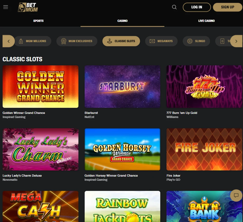 BetMGM Casino desktop interface screenshot showing slots variety review with featured titles, categories and game providers – tested BetMGM Casino desktop interface screenshot showing slots variety review with featured titles, categories and game providers – tested