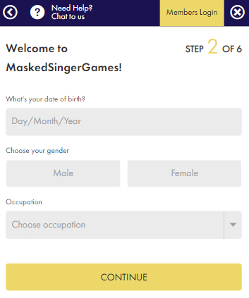 Masked Singer Games Casino-registration-process-step2