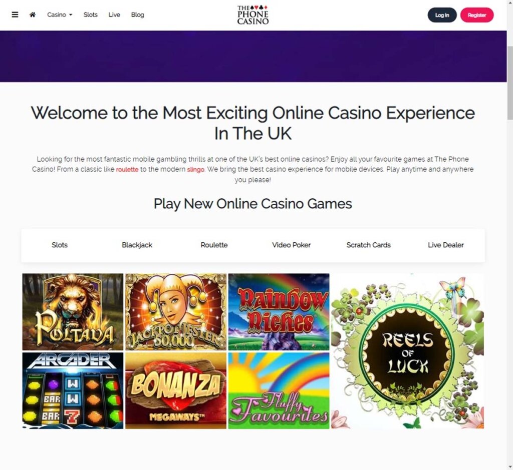 The Phone Casino-casino-review-homepage