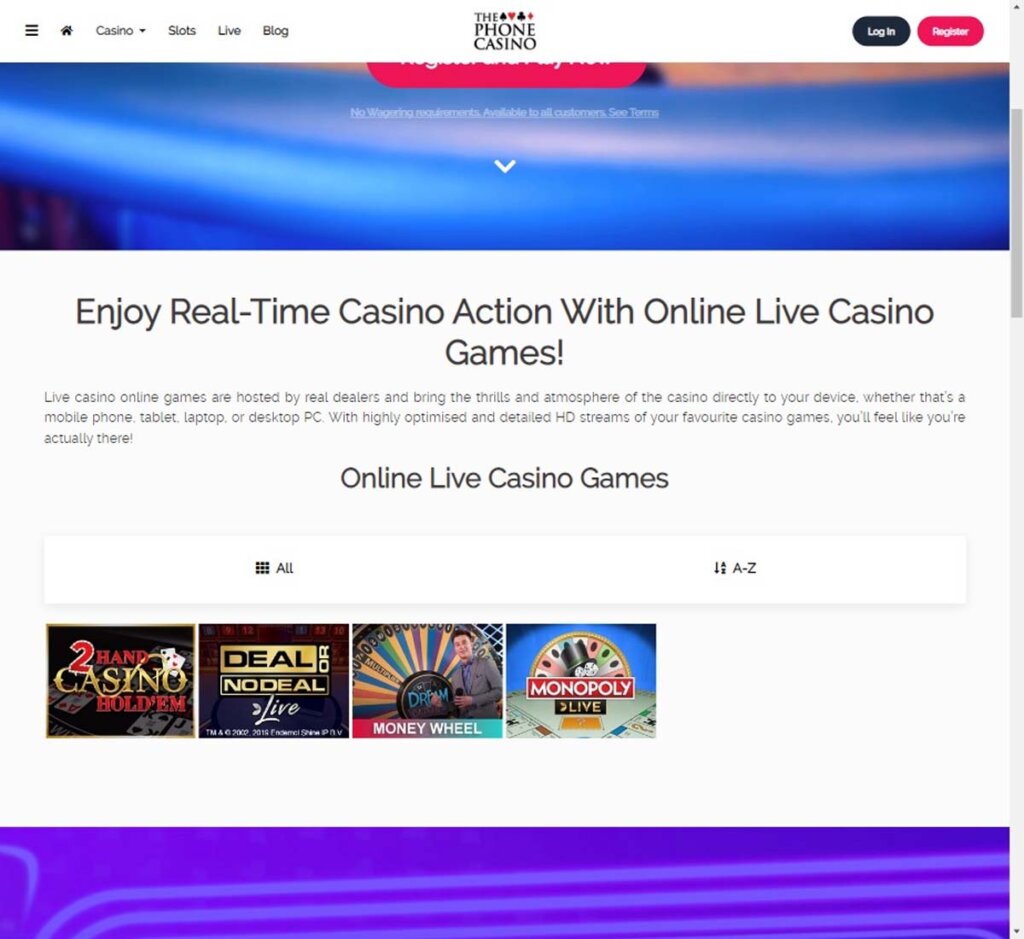 The Phone Casino-casino-review-live-dealer-games