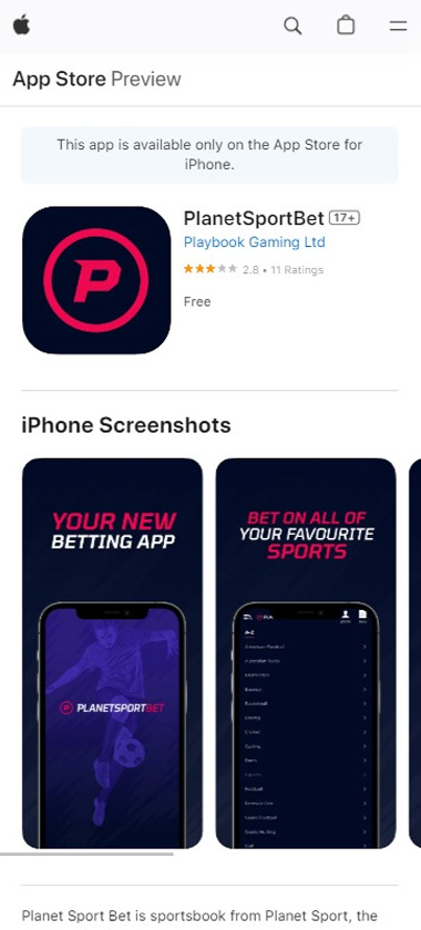 planet-sport-bet-Casino-mobile-app-ios-homepage