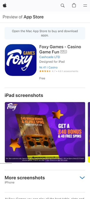 foxy-games-Casino-mobile-app-ios-homepage