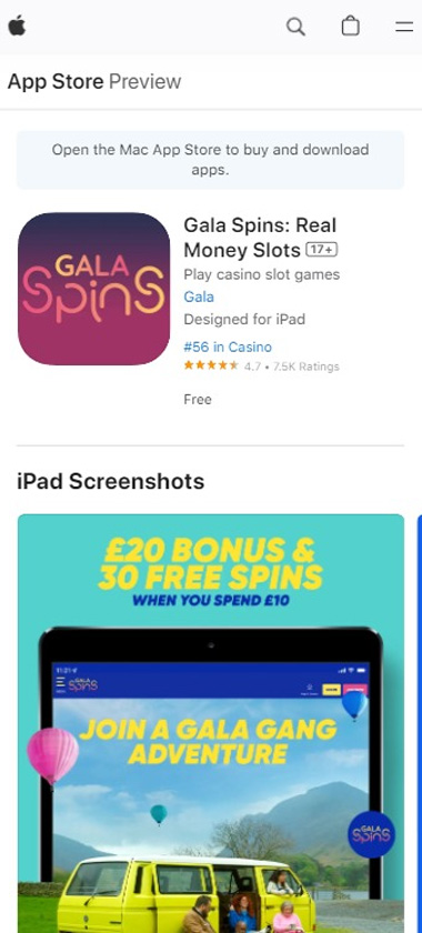 gala-spins-Casino-mobile-app-ios-homepage