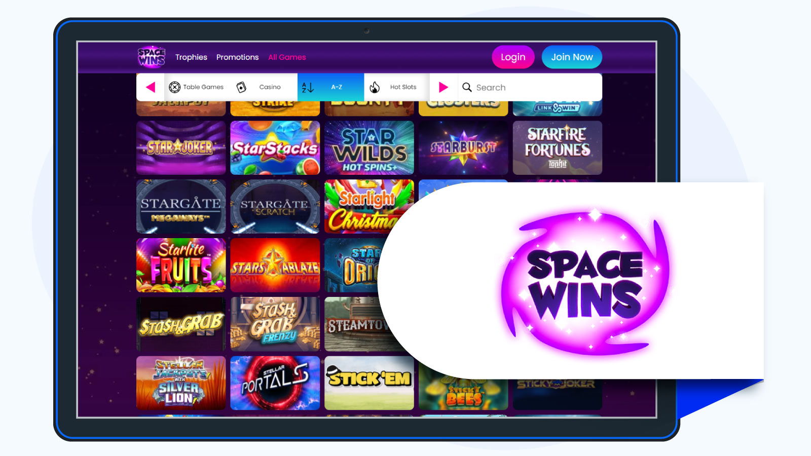 Space Wins casino lobby