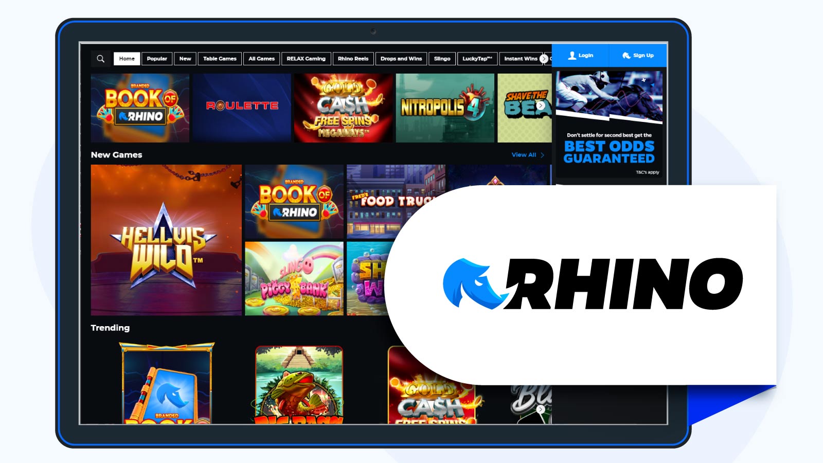 Rhino - Best Casino Sign up Bonus for Low Wagering