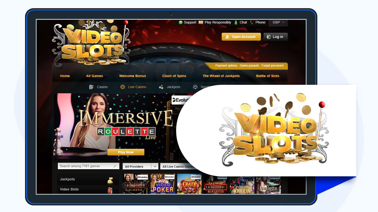 VideoSlots Casino Most Live Casino Payment Options