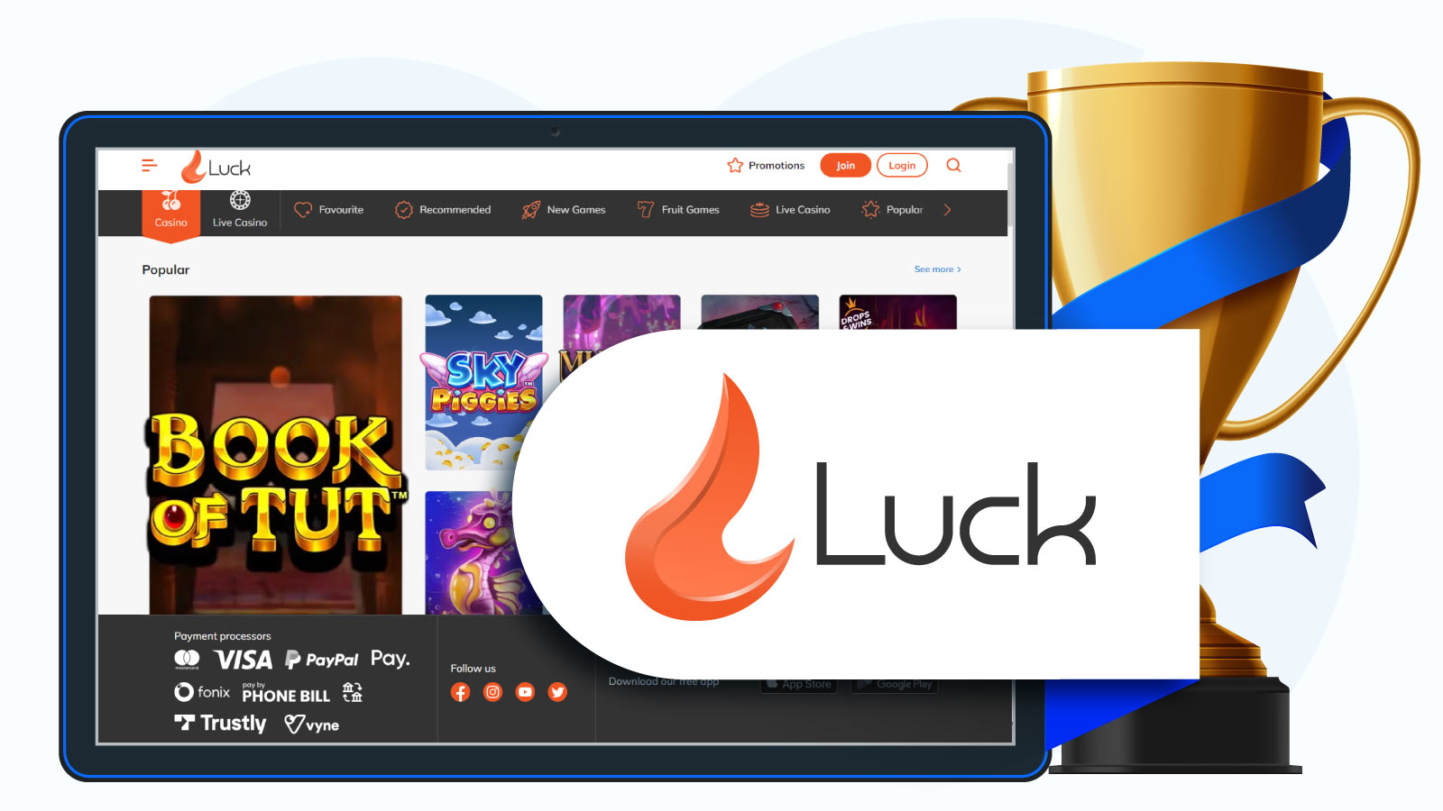 Luck.com – Overall Best Trustly Casino Site