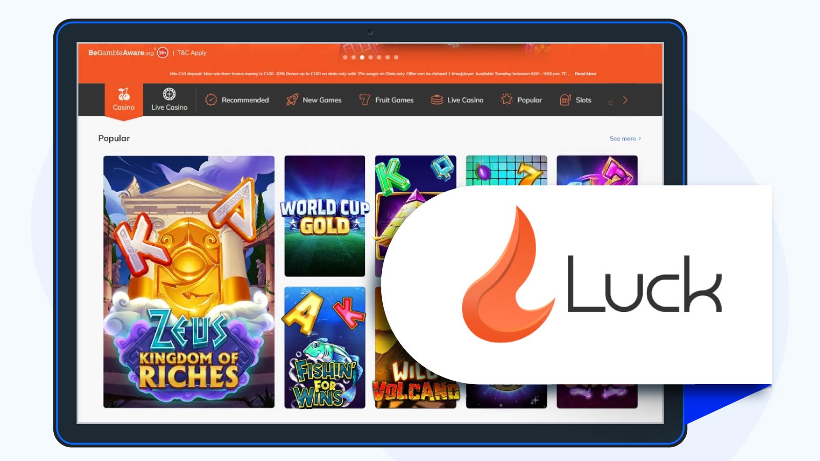 Luck.com-£10-Minimum-deposit-casino-review