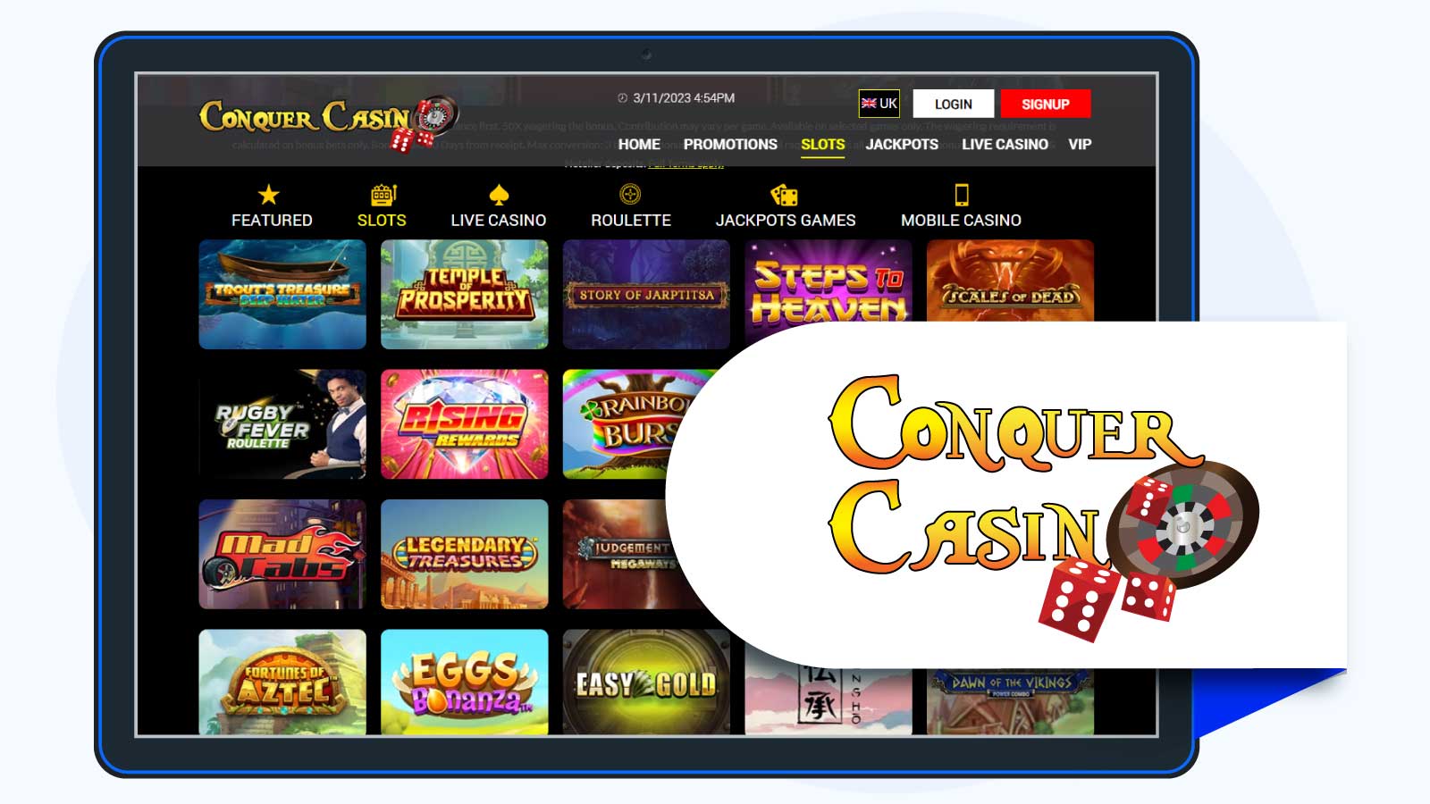 ConquerCasino 200% Up To £50 + 15 Free Spins on Book of Dead
