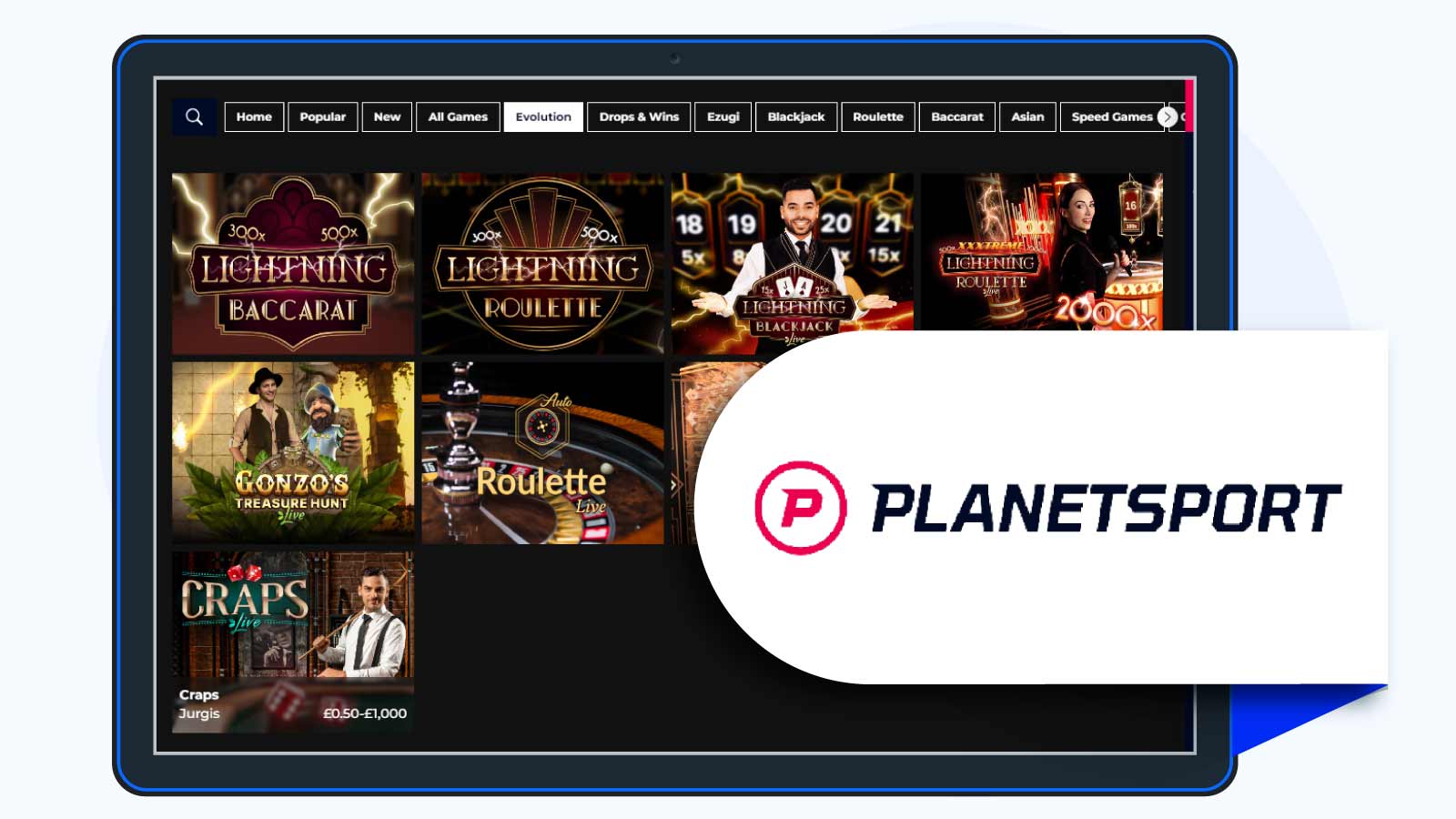 Planet Sport Bet Evolution Gaming Casino