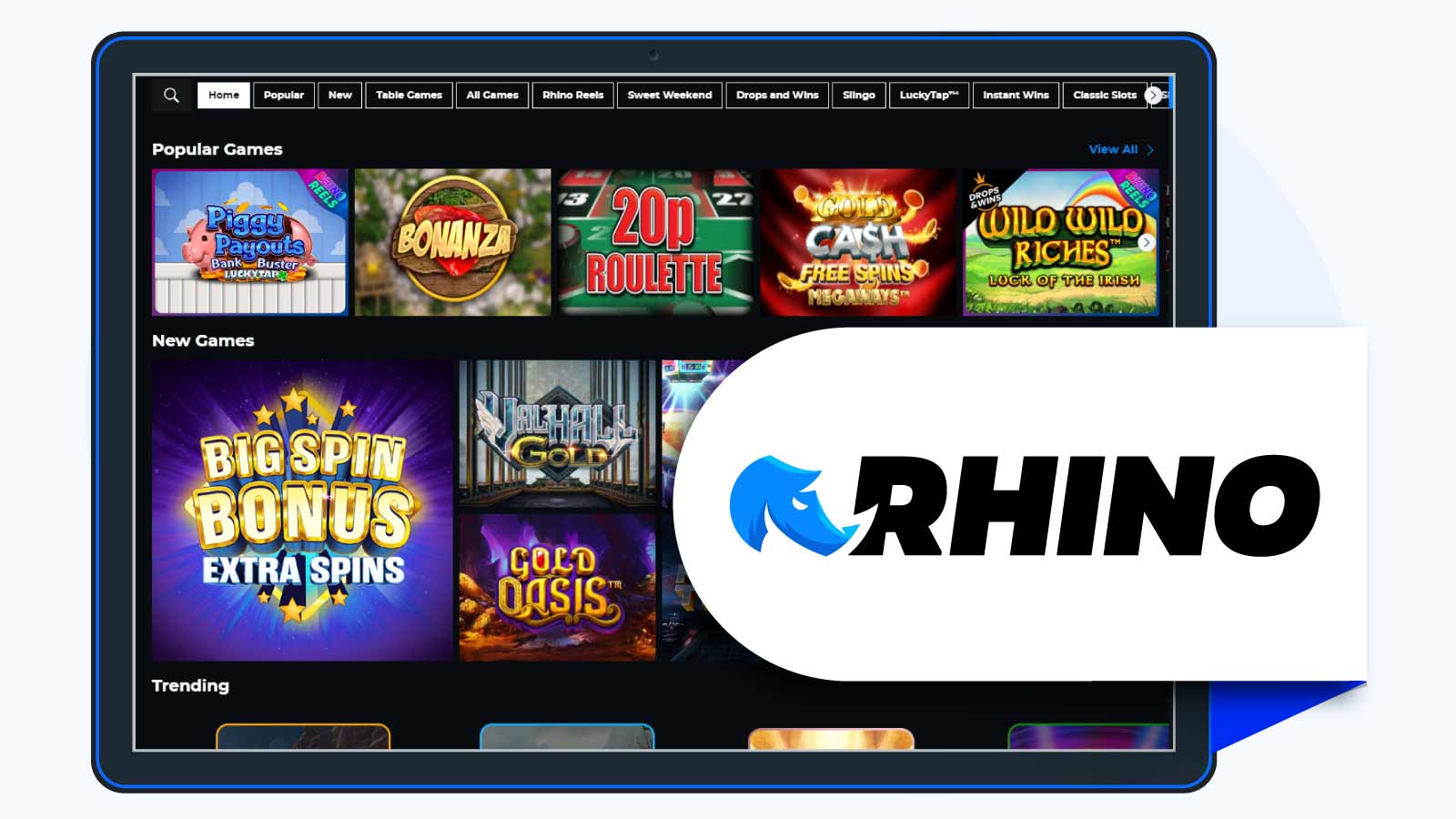 Rhino Casino – 75 free spins for a £20 Deposit