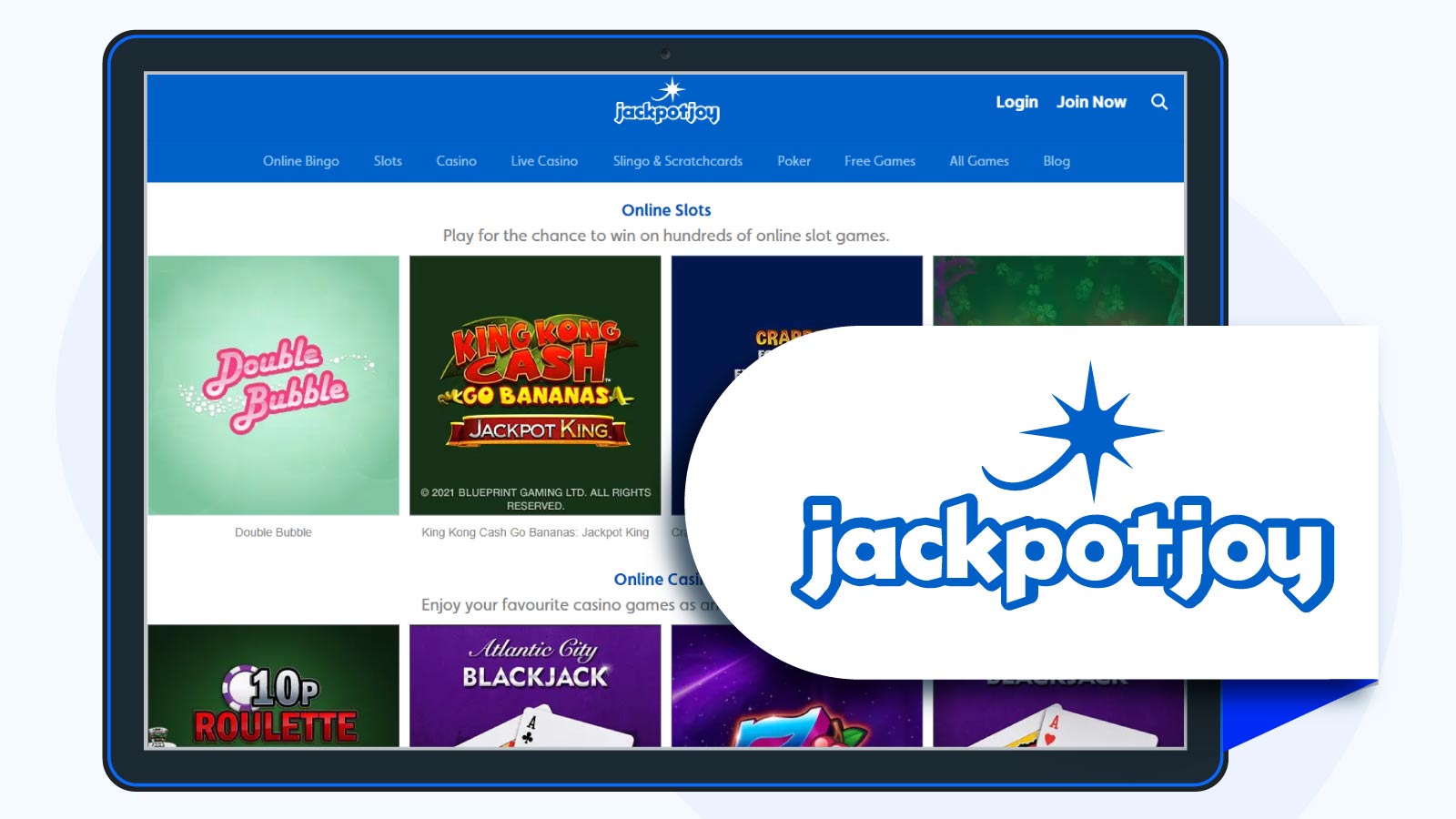 Jackpotjoy Casino – Deposit £10 Get 30 No Wagering Spins