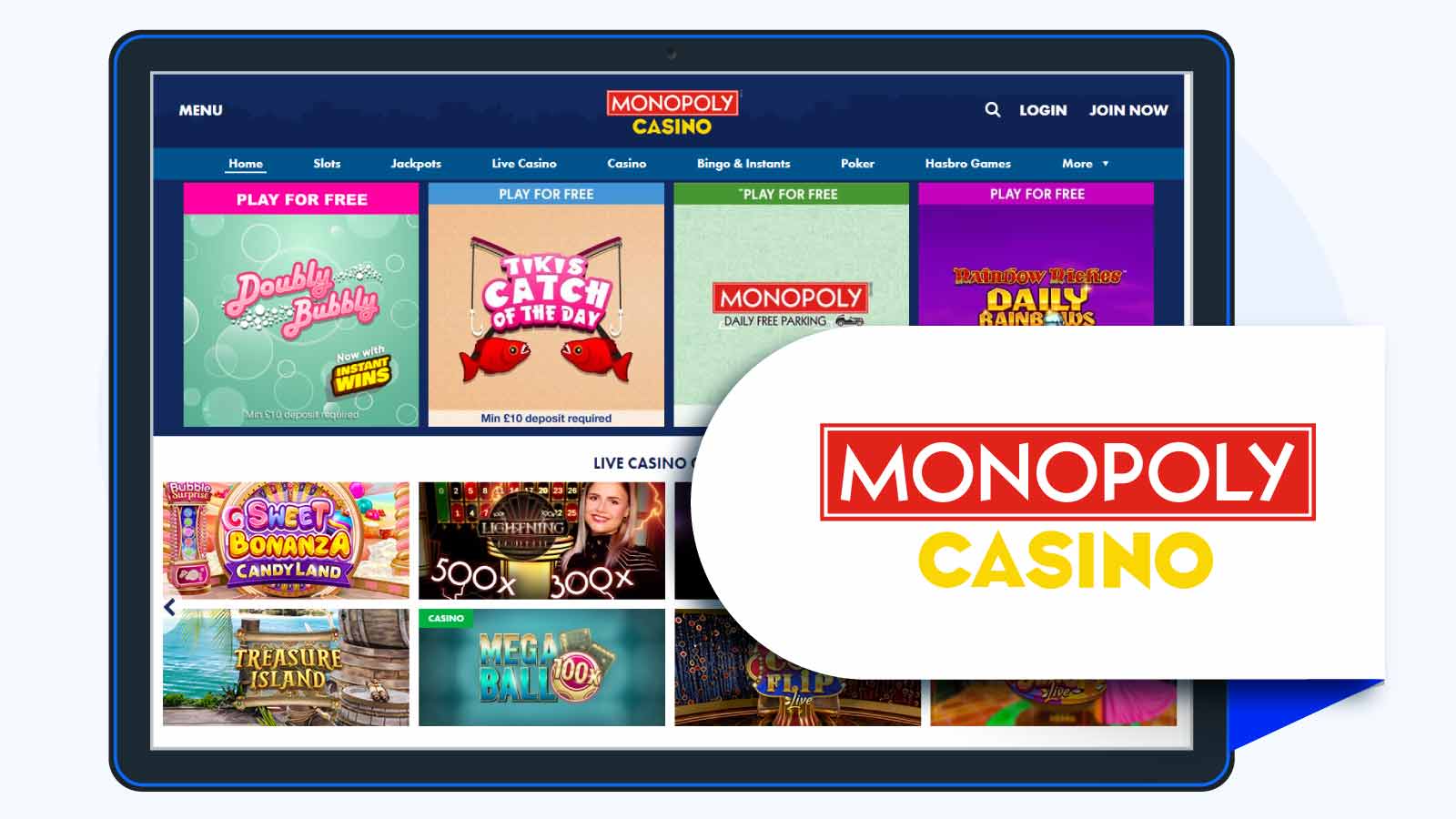 Monopoly Casino – Deposit £10 Get 30 Wager-Free Spins