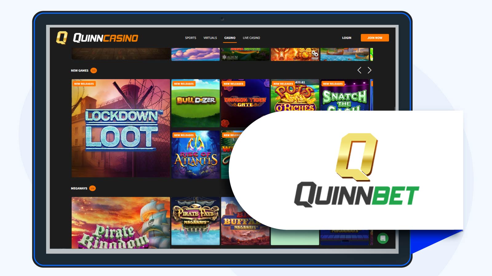 QuinnBet Casino – Deposit £10 Get 10 Wager-Free Spins