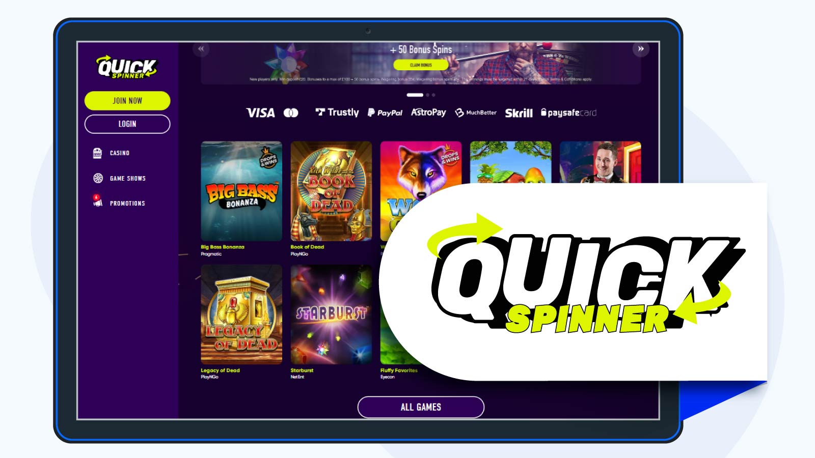 QuickSpinner-Casino-Best-Aspire-Global-Existing-Player-Bonuses