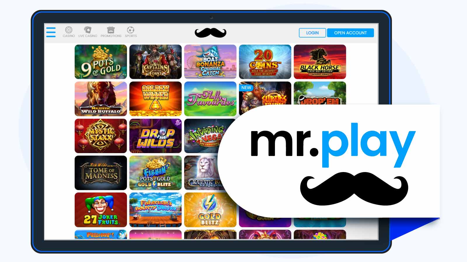 Mr. Play Casino 200% up to £40 + 75 Spins