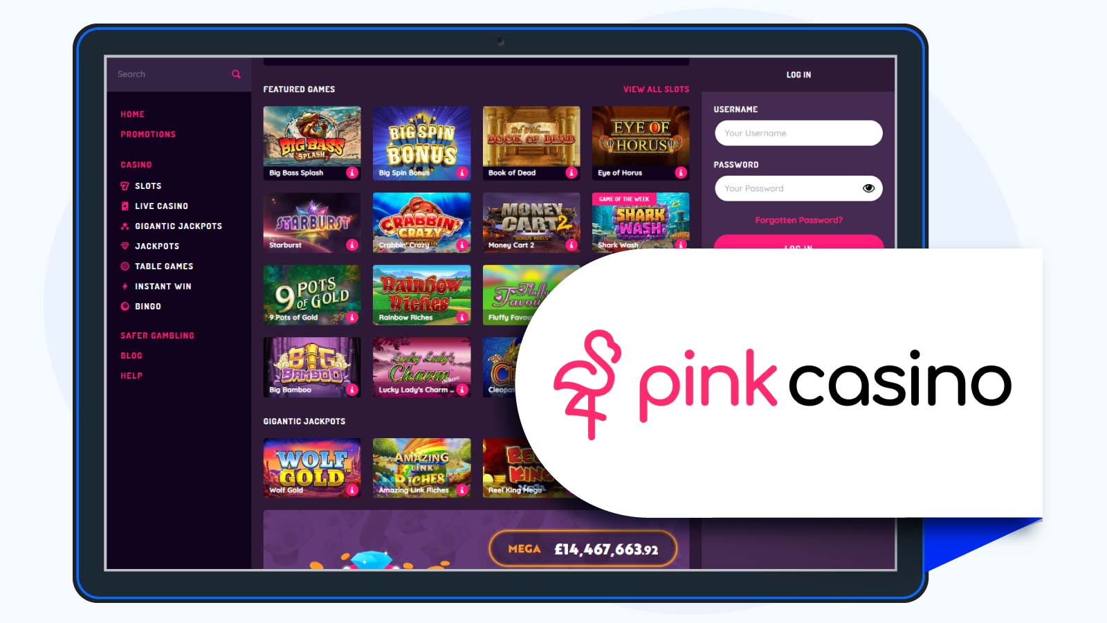 Pink Casino 100% Up To £150 + 50 Free Spins On Big Bass Splash