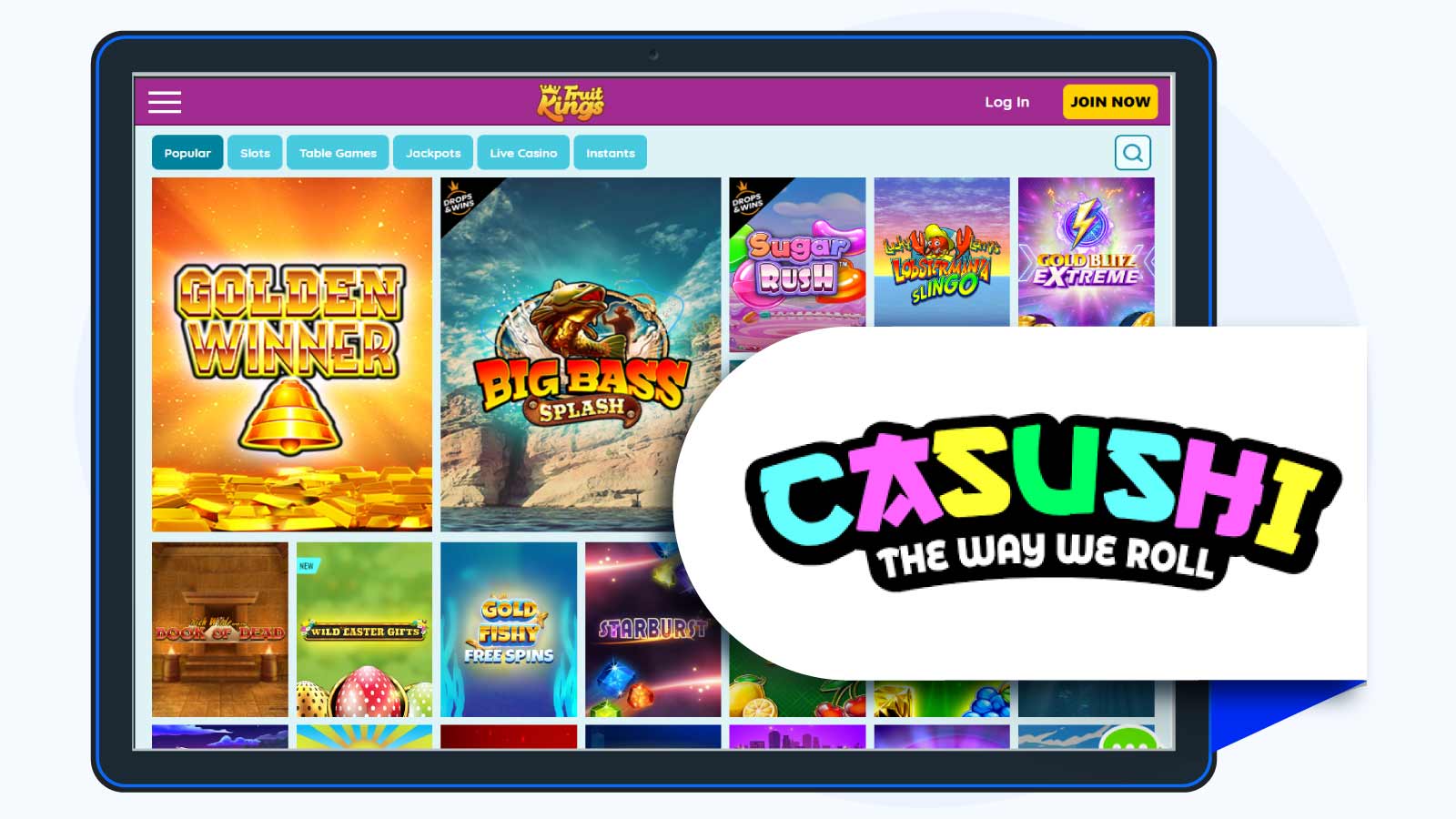 Casushi Casino 100% up to £50 + 50 Free Spins Best Runner-up Casino Bonus UK
