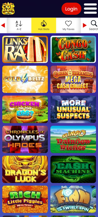 CopSlots Casino game types mobile review