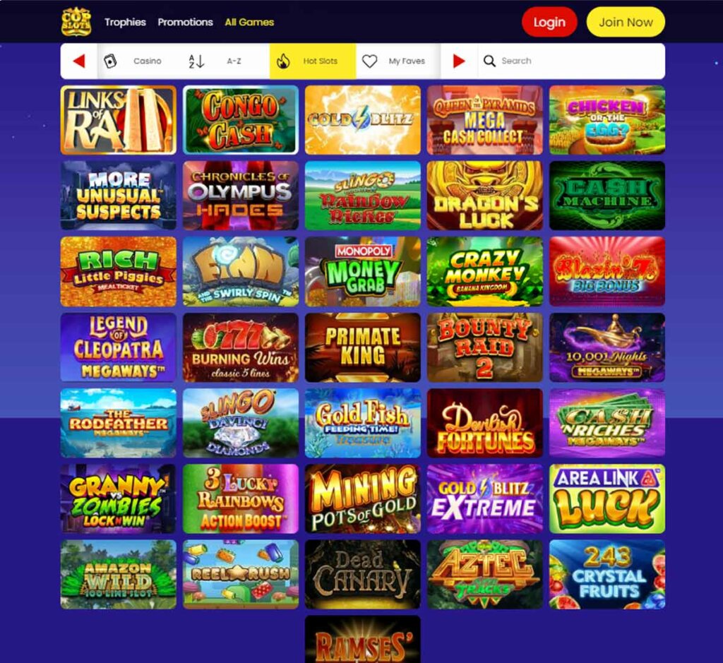 Copslots Casino home page review