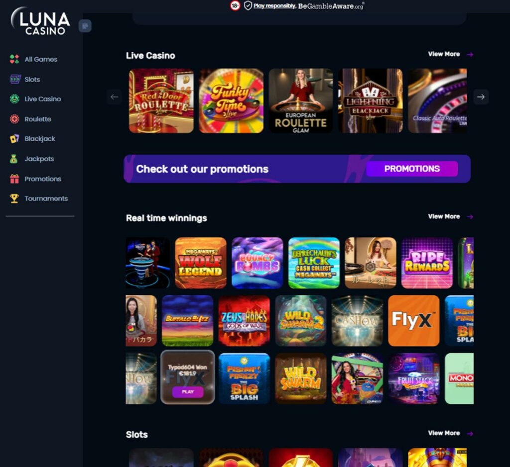 Luna casino home page review