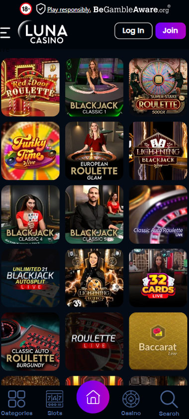Luna casino live dealer games mobile review