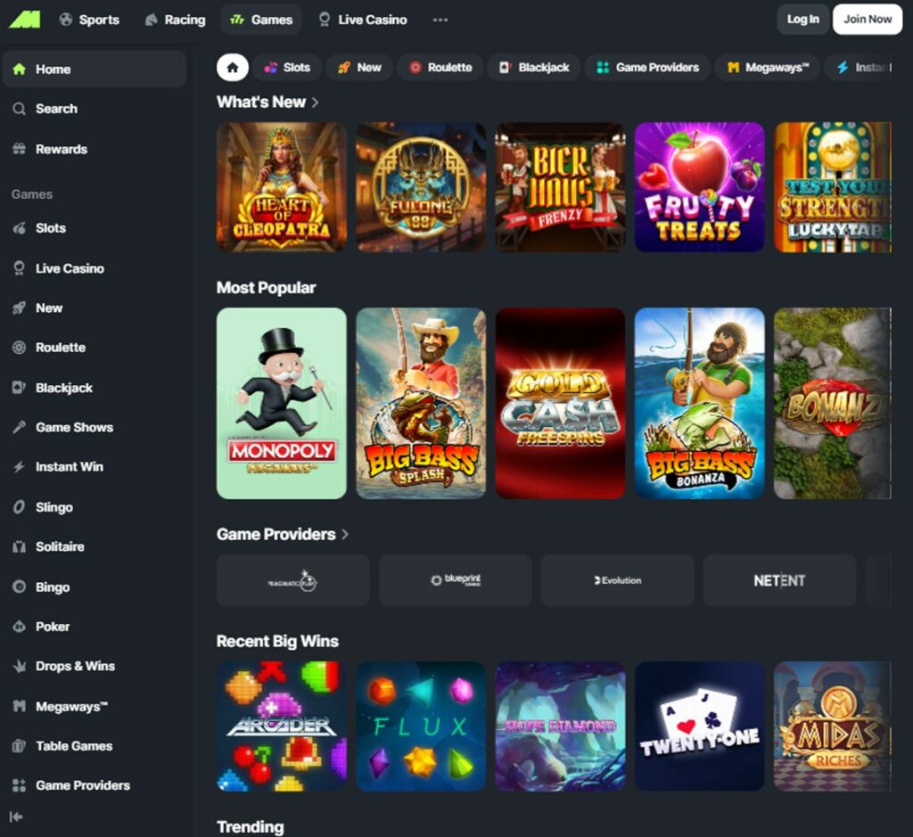 Midnite casino home page review