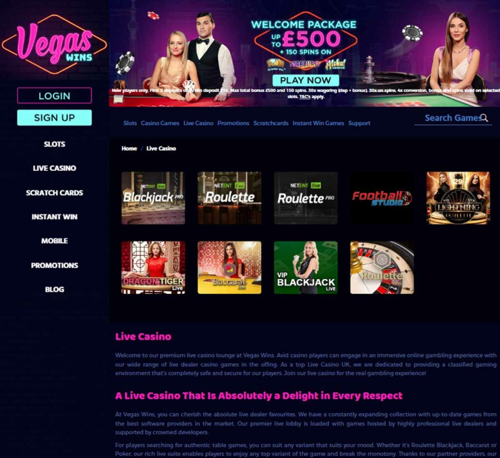 Vegas Wins Casino live dealer games review