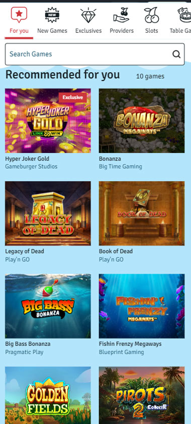 Bingo.com Casino game types mobile review