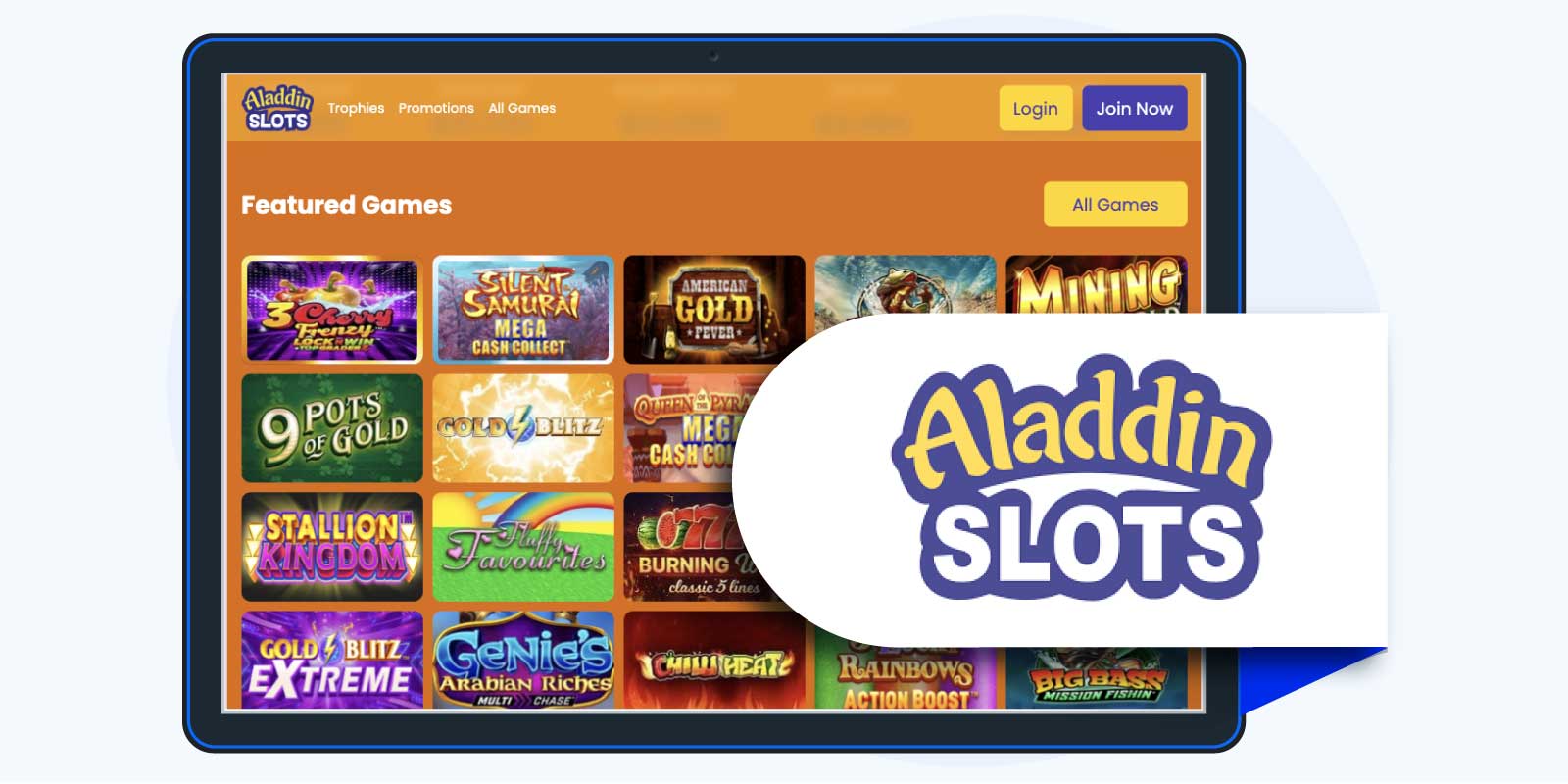 Aladdin Slots Casino- 5 No deposit free spins add card