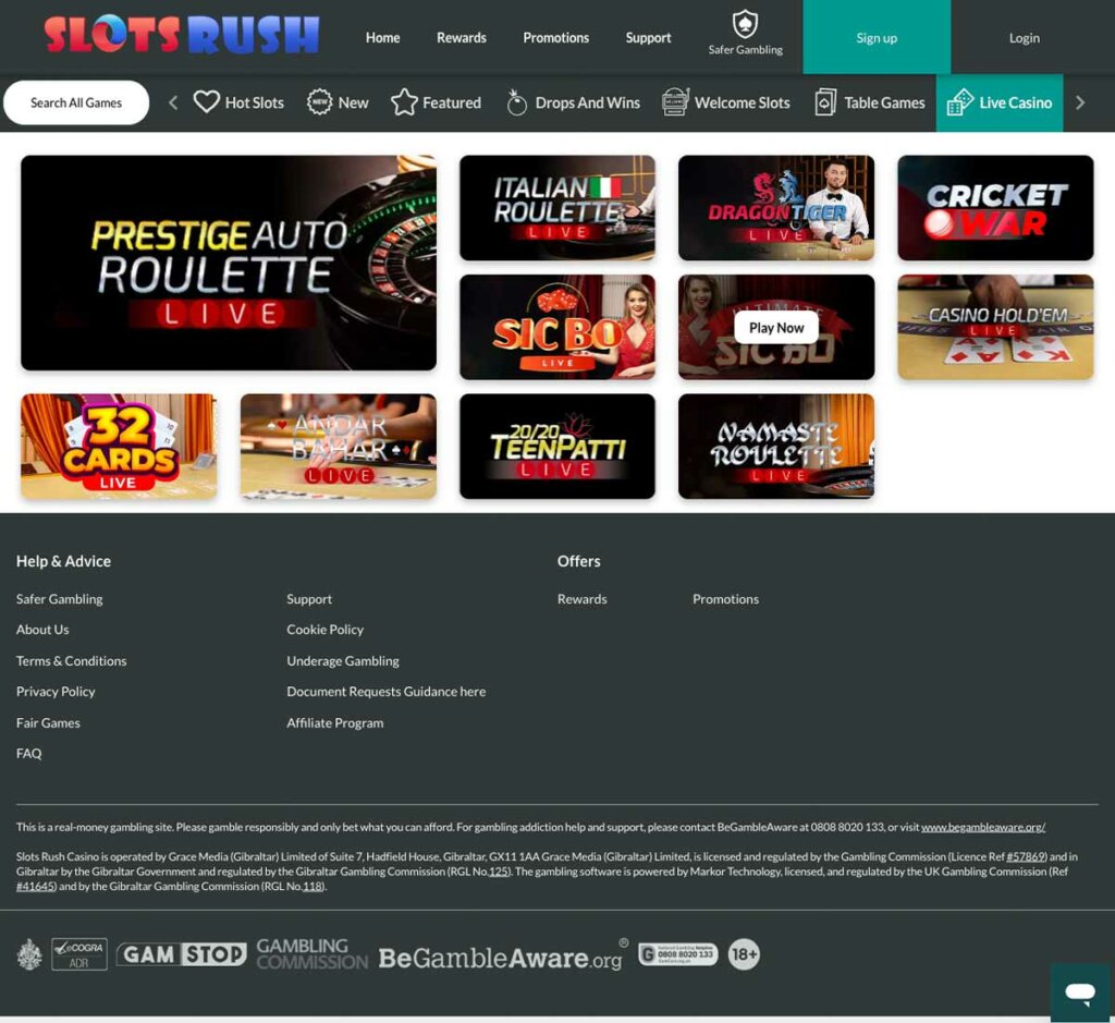 slots-rush-casino-live-casino-games-collection-review